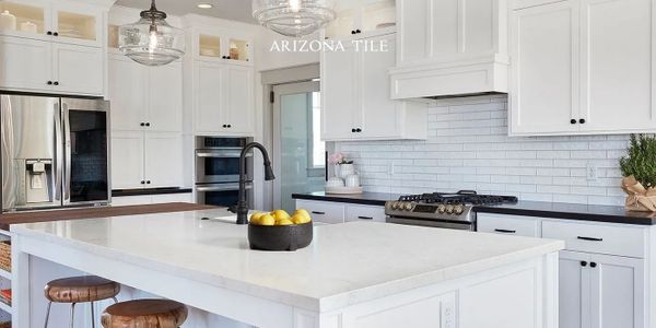 Modern kitchen with white marble